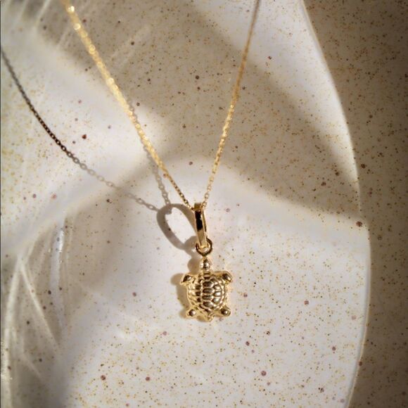 turtle 14k solid gold pendant perfect gift turtle real gold charm - Picture 3 of 5